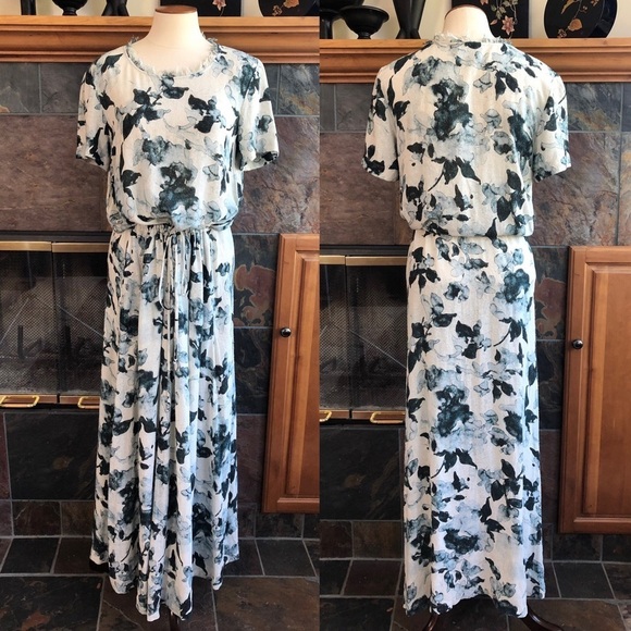 Raquel Allegra Floral Silk Maxi Dress Drawstring 1 - Picture 1 of 8